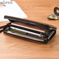 Men's Long Zipper Wallet Simple Leather Splicing Multi-slot Large Capacity Handheld Wallet