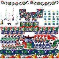 Football Birthday Party Decorations Set Cup Plates Tablecloth Soccer Balloons Gifts Bags Happy Banner Supplies for Boy Favors