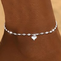 Gold/Silver Ankle Bracelets Women Waterproof Dainty 14K Gold Plated Heart Lip-shaped Chain Anklet Bracelet Summer Beach Jewelry