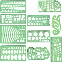11Pcs Geometric Drawings Templates Measuring Drafting Stencils Measuring Tools Building Geometric Kit for Office School