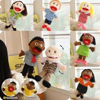 Plush Hand Puppet Family Set Soft Open Mouth Character Puppets for Kids Great Preschool Early Learning Parent Child Play Gift