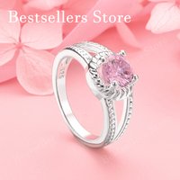 1 piece of 925 sterling silver 7-10 exquisite pink zircon ring, fashionable women's accessory jewelry gift
