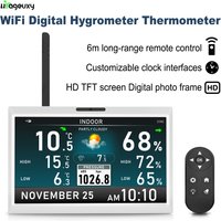 10.1 Inch WiFi Weather Station with Remote Control HD TFT Digital Photo Frame Indoor Thermometer Hygrometer(No Outdoor Data)