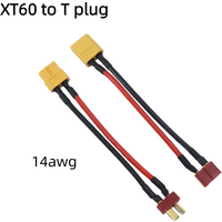 XT60 to Deans T-Plug Male/Female RC Lipo Battery Adapter 10cm Cable 14AWG Silicone Wire for FPV RC Cars