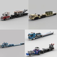 New MOC City Heavy Transport Truck Model Building Blocks DIY Modular Hydraulic Trailer Assembly for Adults - Collectible Gift