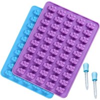4 Pieces Mini Gummy Bear Candy Mold Silicone Chocolate Gummy Mold with 2 Dropper Non-stick Food Grade Jelly Bear Cake Candy Tool