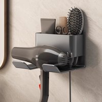 Wall-Mounted Hair Dryer Holder Cradle Straightener Stand - Bathroom Organizer Box Toilet Blower Shelf Hairdryer Storage