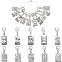 10Pcs Tarot Card Stitch Markers 1.57 Inch Sun Moon Tarot Card Charms Clip on Tarot Card Pendants with Lobster