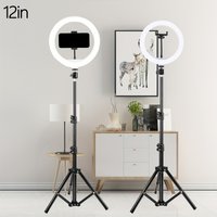 LED Selfie Ring Light with 3 Adjustable Brightness Modes, Photography Light Equipped with 110cm Tripod, Suitable for Mobile Vide