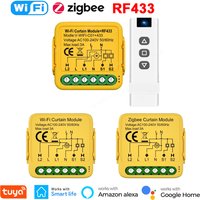 Tuya Curtain Motor Smart Switch ZigBee WiFi RF433 3 Options Roller Blinds Shutter Motor Switch Controller Voice for Alexa Google