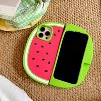 Cooling Watermelon 3D Soft Silicone Phone Case for iPhone 12/13/14/15/16 pro Max Funny Protective Back Cover Shell Skin Durable