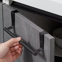 1pc Towel Rod Steel Metal Wire Over Cabinet Towel Rack Storage Organizer Bathroom Door Hanging Towel Rack Punch-free Rag Hanger