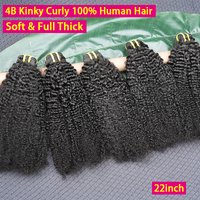 Afro Kinky Curly Human Hair Unprocessed 100% Raw Virgin Human Hair Extensions 4B 4C Kinky Coily Double Weft Natural Black Color