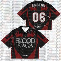 Custom American Football Jersey Black Red Gothic Flame Streetwear Tee Personalized Name Number for ENHYPEN Fans Sport Shirt