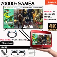 T1 Game Console 60+ Emulators 70000+Games 10 Inch Screen 500G/1T/2T for PS2 WII PSP NGC Wireless Controller Home TV 2/4Players