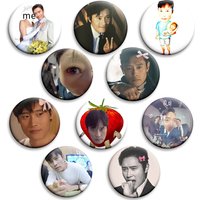 Creative Badge Lee Byung Hun Pink Bow Soft Button Pins Funny Meme Brooches for Clothes Backpack Decor Jewelry Accessories Gifts
