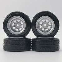 4pcs 6/9mm Offset 1/10 Scale Plastic Wheels Rims with Hard Plastic Tire RC Car Drift On road Touring Model Hobby