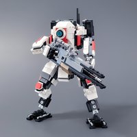 Tone Titan MOC Building Blocks, Atlas Class Mech with Poseable Joints, 40mm Tracker Cannon Robot Model for Adult Collectors