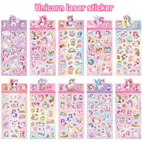 10pcs Kids Unicorn Sticker Deco Card Laser Sticker Cute Cartoon DIY Scrapbook Material Decal Kids Gift Sticker