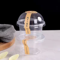 20pcs 250ml Disposable Salad Cup Transparent Plastic Dessert Bowl Container Ice Cream Desserts Bowls Plastic Cups With Lids