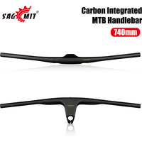 SAGMIT Carbon Fiber Mountain Bike Handlebars Internal Wiring Gravel Handlebars 90mm Stem Shock-absorbing Handle MTB Handlebars