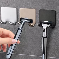 2/4PCS Wall Mounted Adhesive Razor Holder Black Plastic Shower Hook Rack for Gillette Shaver Shaving Storage Bathroom