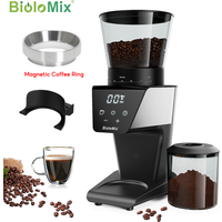 Elektryczny młynek do kawy BioloMix z pierścieniem magnetycznym - 30 precyzyjnych ustawień mielenia do espresso, amerykańskiej i kawy przelewowej.