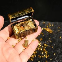 Fish Tank Landscape Decor Kit Mini Pirate Treasure Chest with Gold Coins Gold Bars Simulation Aquatic Plants Aquarium Decor