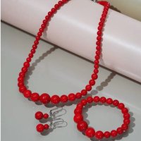 Fashion Personality Red Turquoises Chain Necklaces Big Small Round Stone Beaded Necklace for Women Statement Choker Jewelry