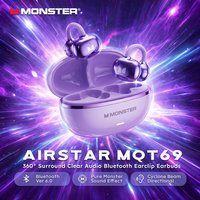 Monster Airstar MQT69 OWS – słuchawki douszne z klipsem, Bluetooth 6.0, wodoodporne (IPX4), idealne do uprawiania sportu.