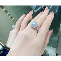 New Pearl Ring AAAA 12-13mm Natural South Sea Round Pearl Opening Ring 925s