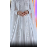 Ciynsia Chiffon Beading Long Sleeve Muslim Wedding Gowns for Bride High Neck Hijab Islamic Weddin Gowns