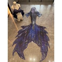 Dreamy Hot Stamping Mermaid Tail Adult Fish Tail Glitter Underwater Performance Costume, Oceanarium Cosplay Performance Costume