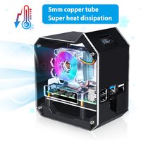New! ABS Mini Tower Enlosure Case RGB Programmable Fan with M.2 SATA SSD Adapter Board NAS Kit Shell for Raspberry Pi 4 B