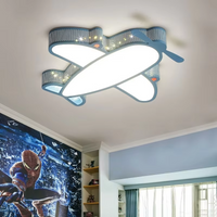 Nowoczesna lampa do pokoju dziecięcego w kształcie samolotu, niebiesko-białe lampy sufitowe z kreskówkowymi postaciami, oświetlenie LED do pokoju chłopca i dziewczynki.