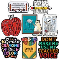 Teacher Quotes Enamel Pins Custom Cat Black Board Pencil Brooches Cartoon Apple Badges Bag Skull Jewelry Gift for Friends