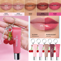 Lip Gloss Lip Keychain For Phone Bag Accessories Long Lasting Moisturizing Nourish Hydrating Lip Care Brown Pink Makeup