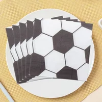 20pcs 33cm 2Layer Football themed Party Napkins Black and White Football Printed Decorative Napkins Disposable Meal Pads