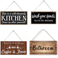 Kitchen Wooden Sign Wall Decor This Is A Self Cleaning Kitchen Bathroom Hanging Wall Art Decorative Wood Sign Home Decor