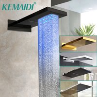 KEMAIDI Black Shower Head Rainfall Waterfall Shower Head LED Bath Shower Spray Bathroom Square Top Over Spray Black/brushd gold