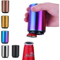 Stainless Steel Beer Bottle Opener Automatic Kitchen Accessories Beer Soda Supplies Kitchen Tool Cap Red Wine Bottle Opener Bar
