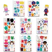 8PCS Cartoon Cute Children Dress Up Collage Scrapbook Collage Material Skateboard/Guitar/Stationery/Diary Waterproof Decorative