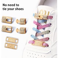 Glitter Elastic Laces Sneakers Tennis No Tie Shoe laces Luxury Gold Diamond buckle Shoelaces without ties Flat Shoelace for Shoe