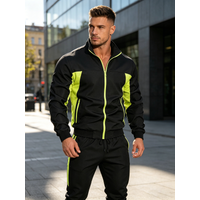 Men's Splatter Print Cross Print Gym Suit Zipper Jacket And Drawstring Trousers For Outdoor Running Fitness And Casual Wear