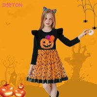DXTON Halloween-Kleid für Kinder, Mädchen, Kleinkinder, Kürbis, Spinne, Hexe, Aufdruck, Tutu, Prinzessinnenkleider, Kinder-Cosplay-Kostüme, Partykleid