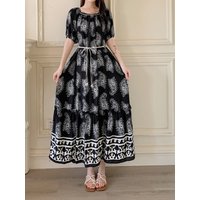 Summer Dresses for Women Casual Short Sleeve Crewneck Dress