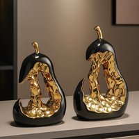 Ceramic Handicrafts Abstract Pear Recessed Golden Pear Fruit Sculpture Split Pears Decorative Figurines Home Decoration
