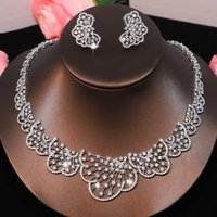 Luxury Crystal Jewelry Set Cubic Zirconia for Women Wedding Engagement Party Accessory Suitable for Dudai Africa Middle