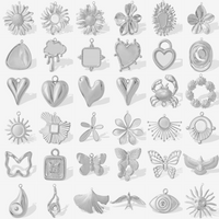 6pcs Silver Color Daisy Romantic Pendant Butterfly Heart Geometric Animal Stainless Steel Charms For Jewelry Making Supplies