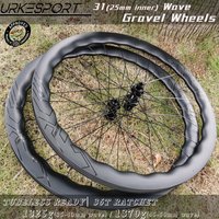Ultralight 1325g 700c 31mm Wave Gravel Carbon Disc Brake Wheels UR03D Ratchet 36T Tubeless 12x100 12x142mm UCI Bicycle Wheelset